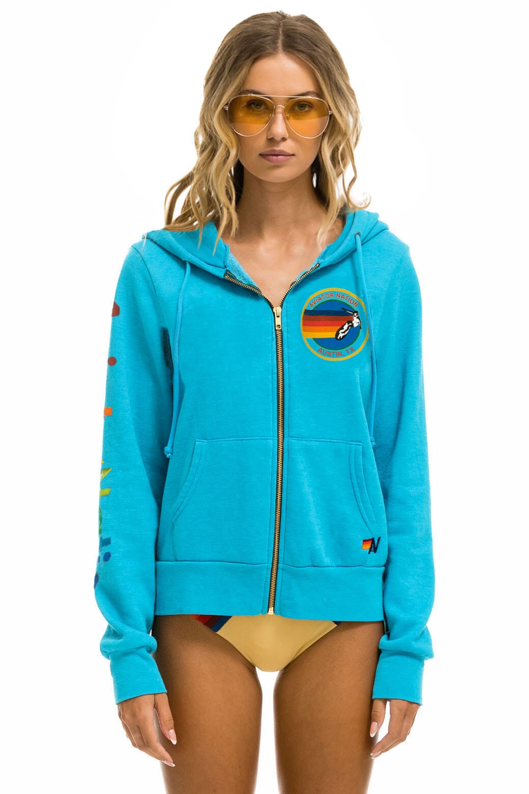 AVIATOR NATION AUSTIN HOODIE - NEON BLUE - Aviator Nation