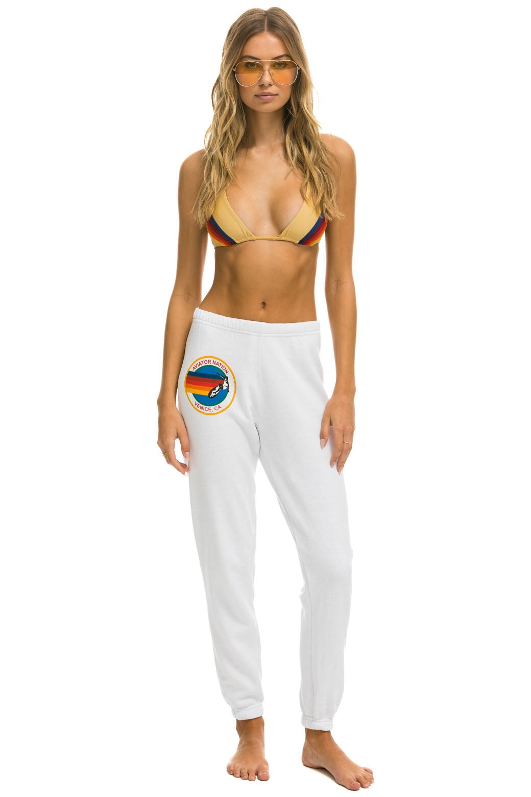 WOMEN&#39;S AVIATOR NATION SWEATPANTS - WHITE Womens Sweatpants Aviator Nation 