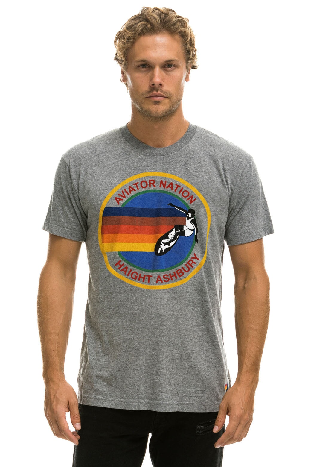 AVIATOR NATION HAIGHT ASHBURY TEE - HEATHER GREY Tees Aviator Nation 