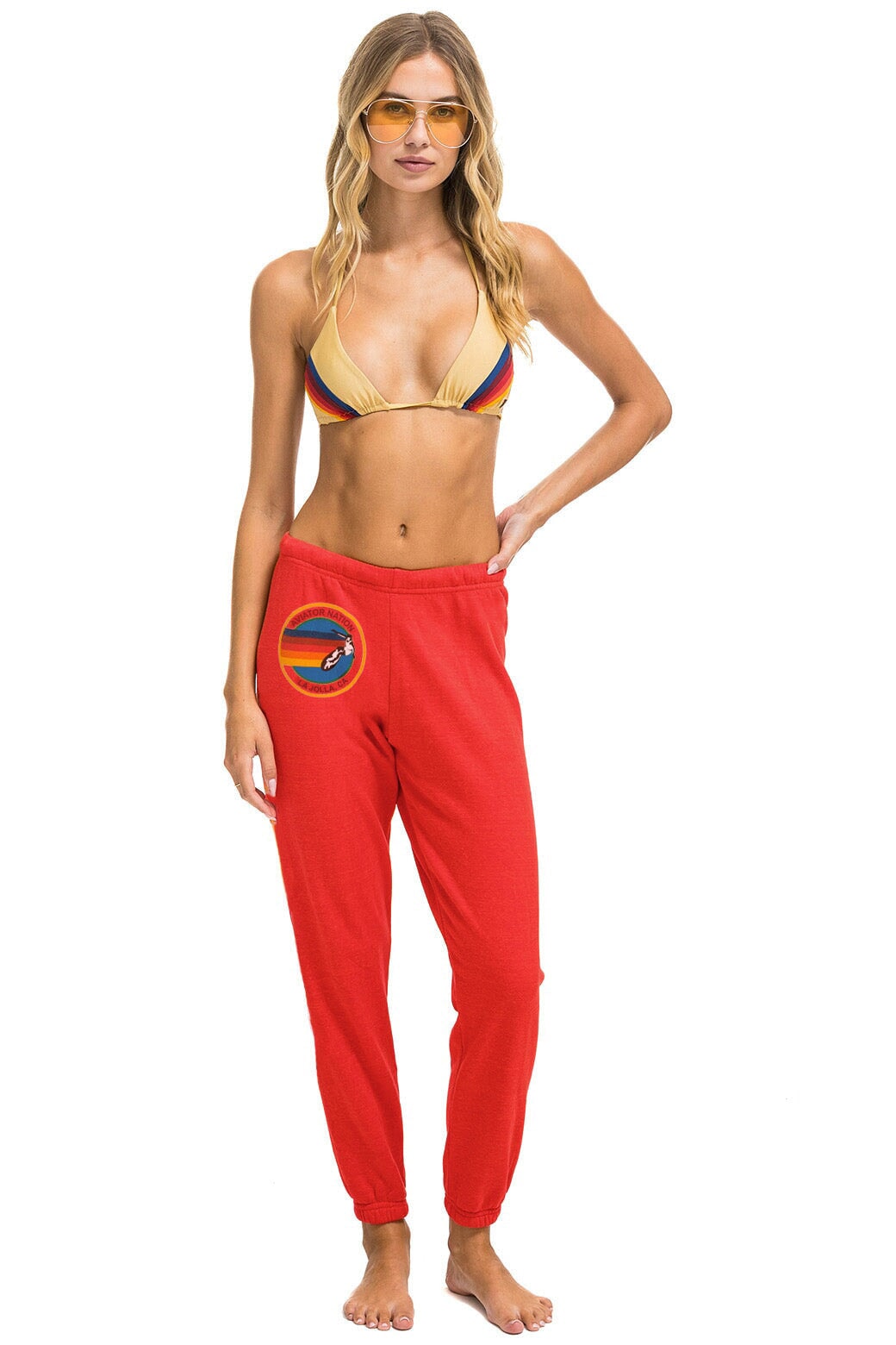 AVIATOR NATION LA JOLLA SWEATPANTS - RED Women&#39;s Sweatpants Aviator Nation 