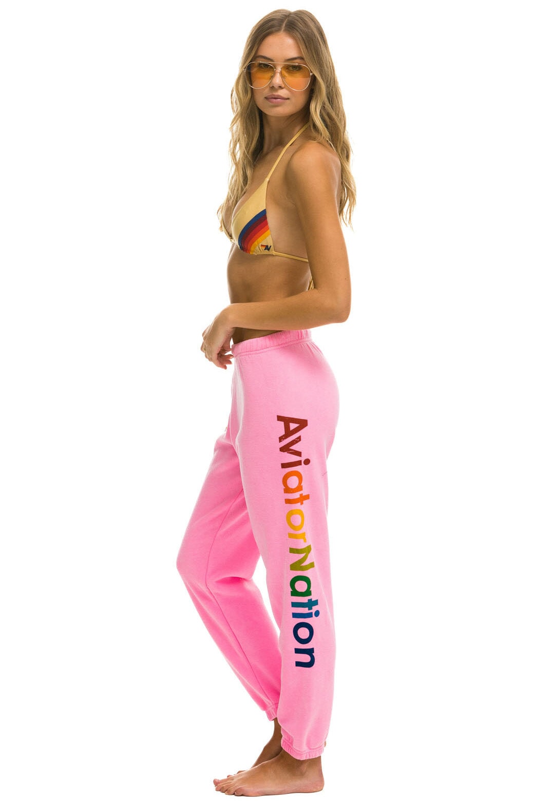 AVIATOR NATION LA JOLLA WOMENS SWEATPANTS - NEON PINK Women's Sweatpants Aviator Nation 