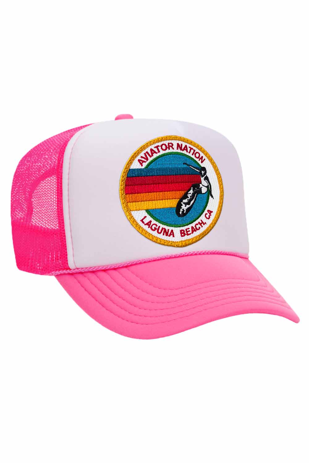 AVIATOR NATION LAGUNA BEACH TRUCKER HAT HATS Aviator Nation OS NEON PINK // WHITE // NEON PINK 