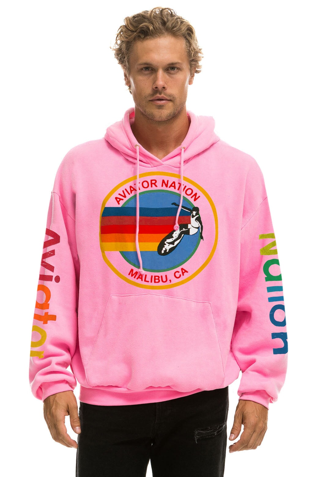 Aviator Nation Malibu California shops Surf Spellout Fleece Rayon Hoodie Large