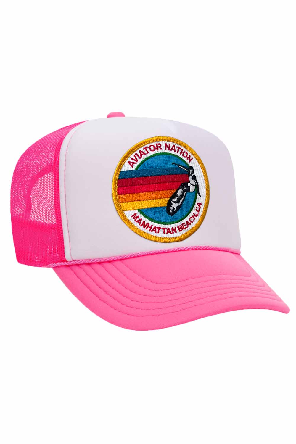 AVIATOR NATION MANHATTAN BEACH TRUCKER HAT HATS Aviator Nation OS NEON PINK // WHITE // NEON PINK 