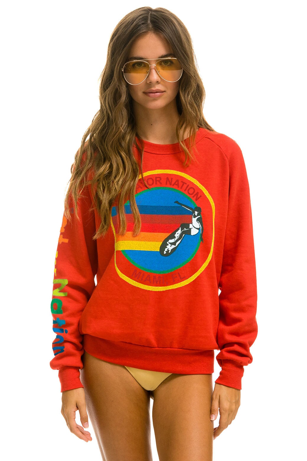 AVIATOR NATION MIAMI SWEATSHIRT - RED Sweatshirt Aviator Nation 