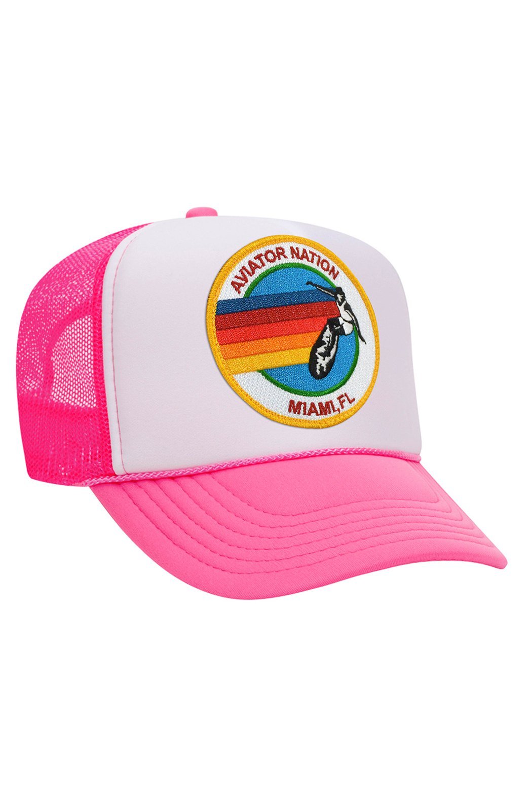 AVIATOR NATION MIAMI TRUCKER HAT HATS Aviator Nation OS NEON PINK / WHITE / NEON PINK 