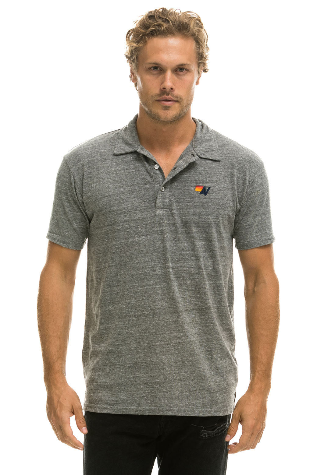 AVIATOR NATION POLO - HEATHER GREY Tees Aviator Nation 