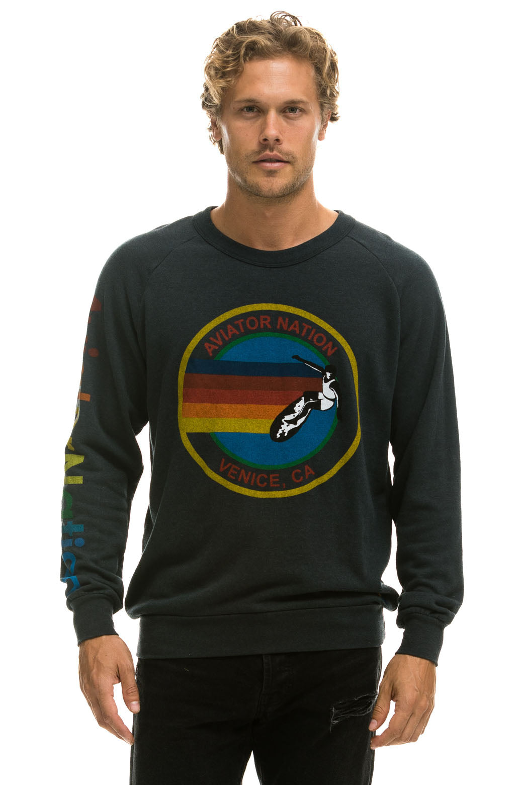 Aviator Nation online Lightning Stitch Crewneck Charcoal L