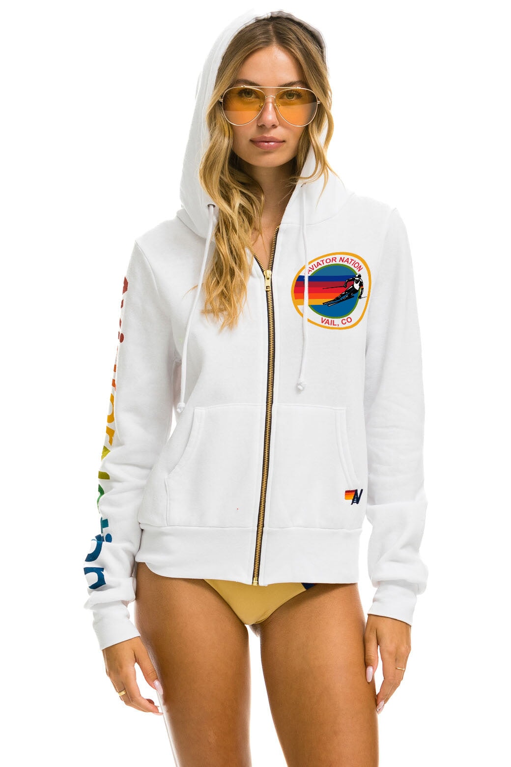 AVIATOR NATION VAIL ZIP HOODIE - WHITE Hoodie Aviator Nation 