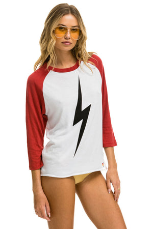 Aviator Nation Bolt Baseball Tee - White // Red XL