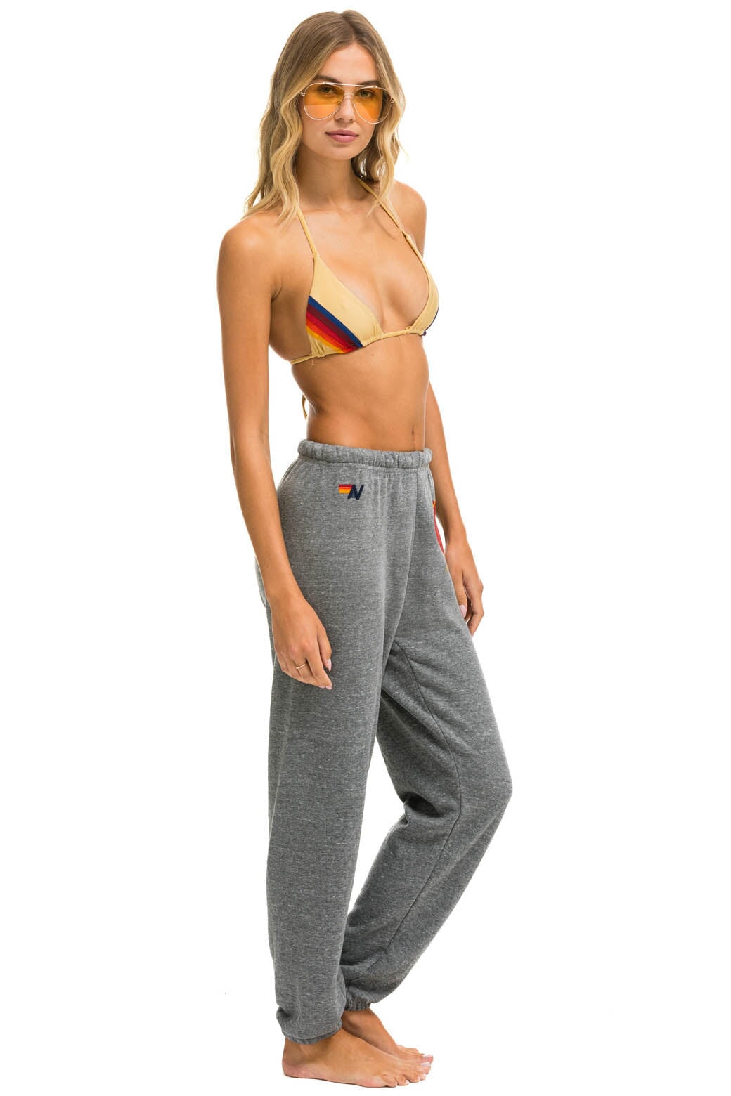 BOLT HEART SWEATPANTS - HEATHER GREY Sweatpants Aviator Nation 