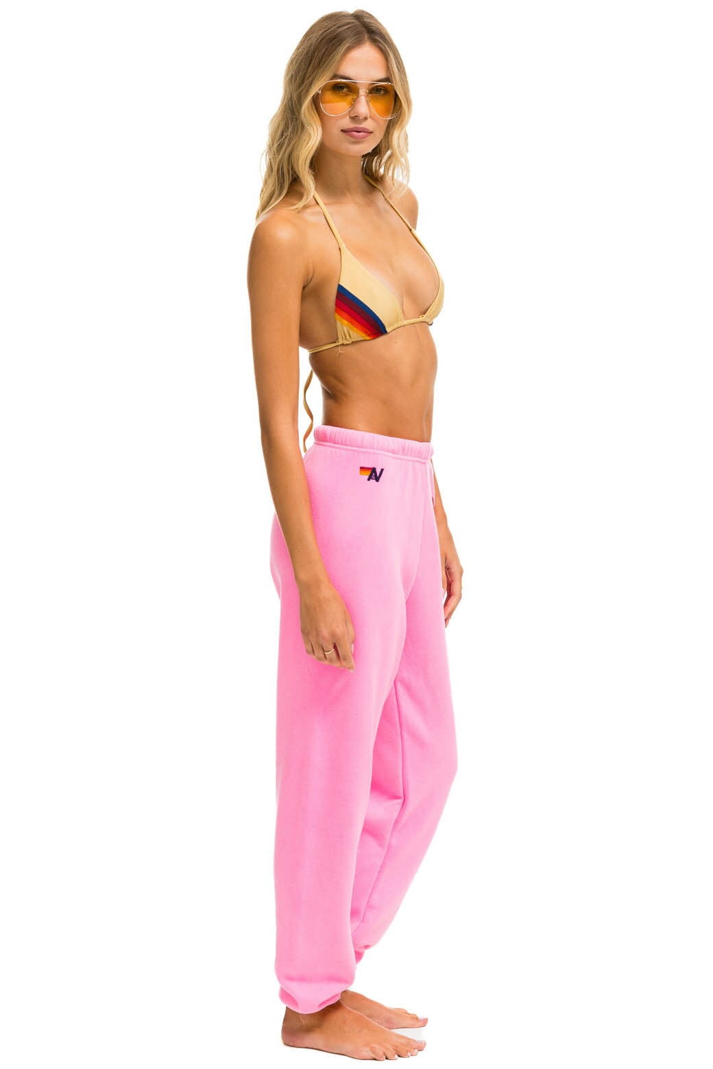 BOLT HEART SWEATPANTS - NEON PINK Sweatpants Aviator Nation 