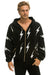 BOLT STITCH REPEAT RELAXED ZIP HOODIE WITH POCKET ZIPPERS- BLACK // WHITE Hoodie Aviator Nation 