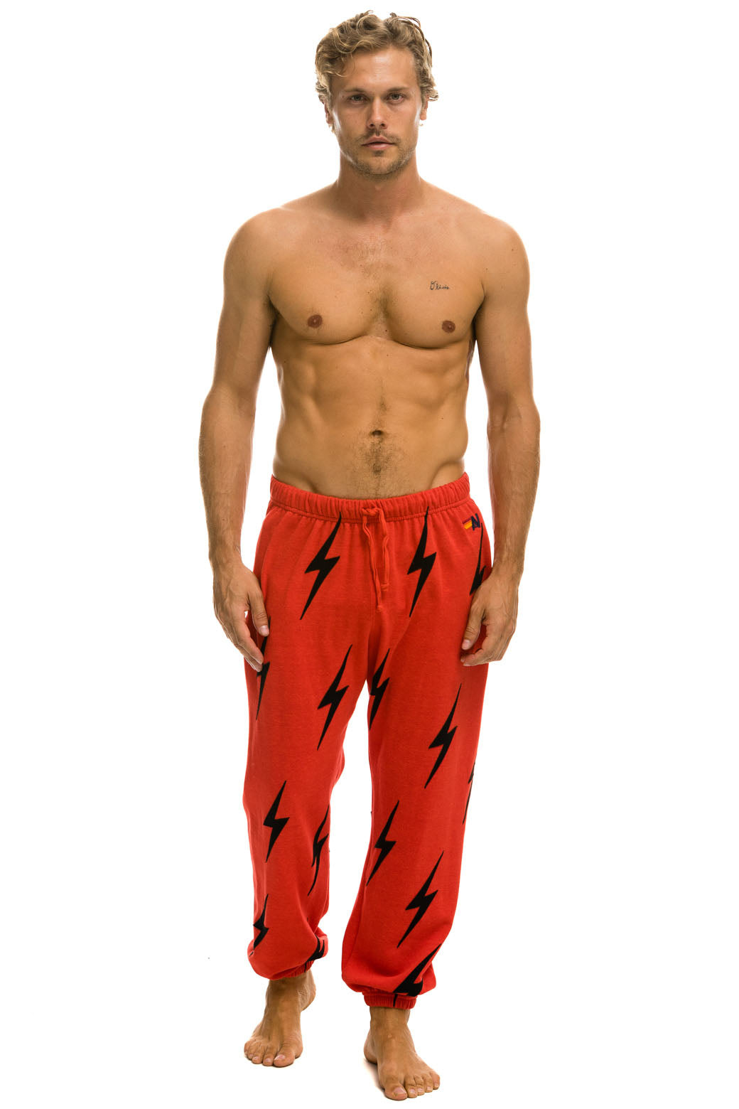 BOLT STITCH REPEAT SWEATPANTS - RED // BLACK Mens Sweatpants Aviator Nation 