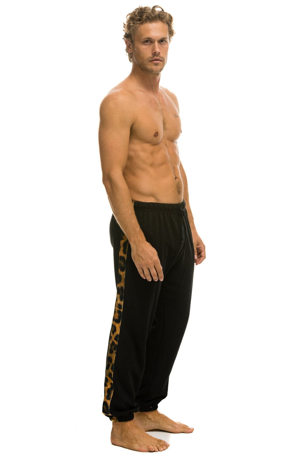 CHEETAH STRIPE MEN'S SWEATPANTS - BLACK // CHEETAH Men's Sweatpants Aviator Nation 