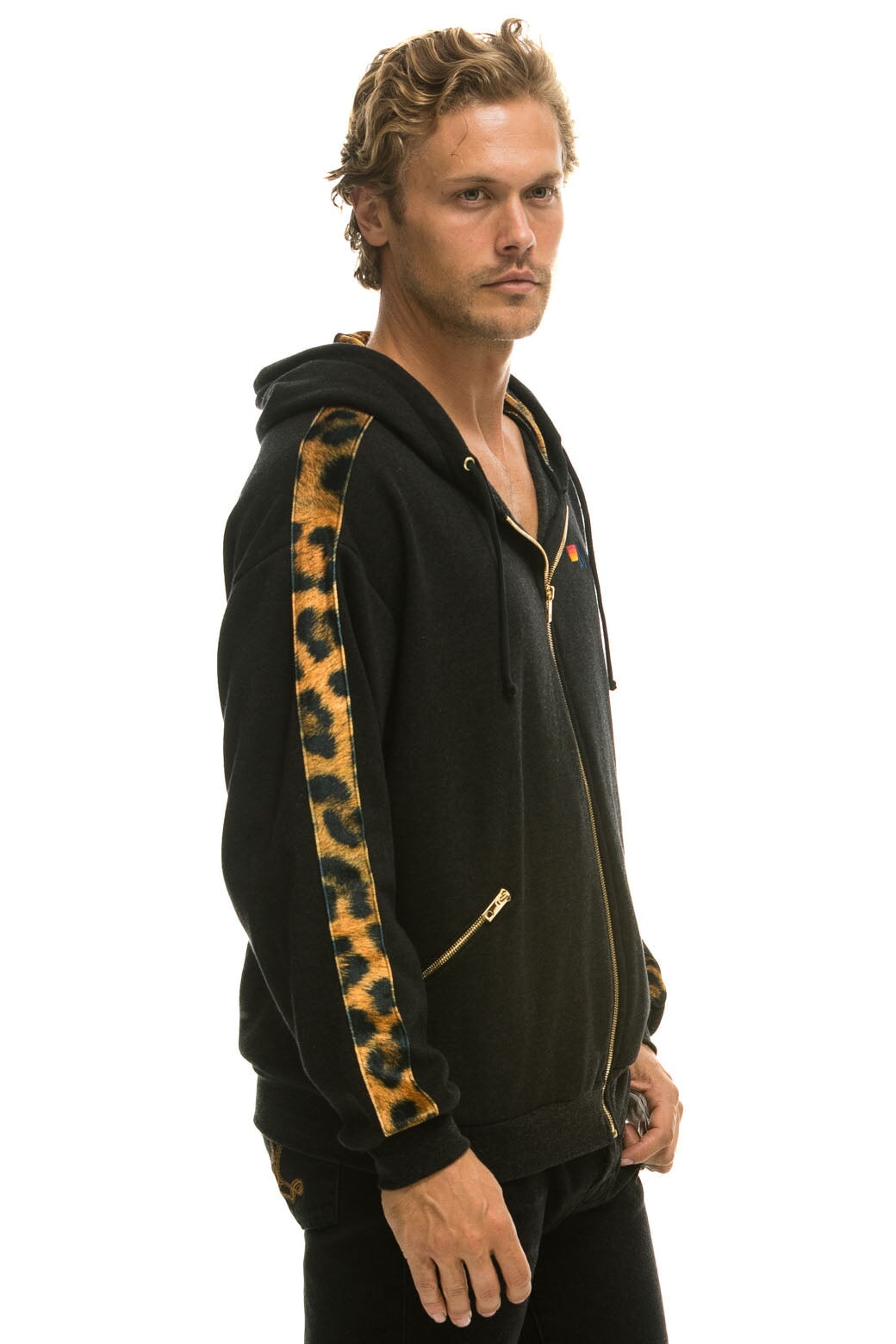 Leopard contrast striped store hoodie