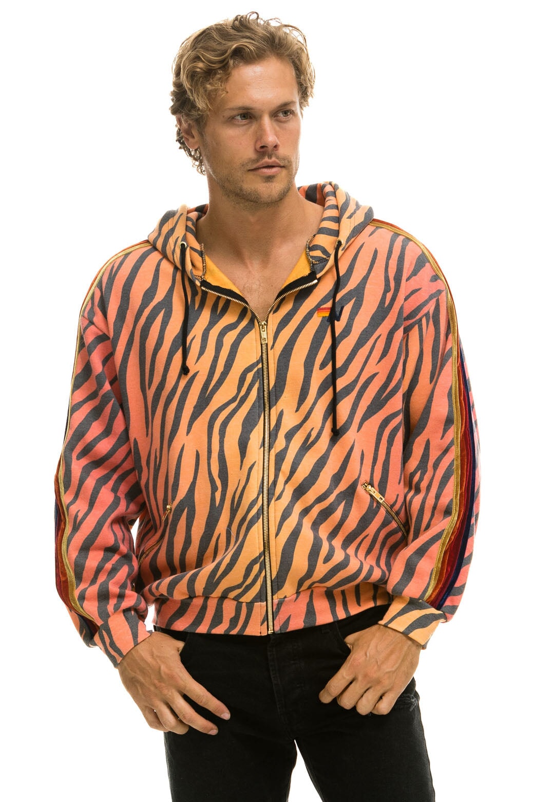 Aviator nation tiger outlet print hoodie