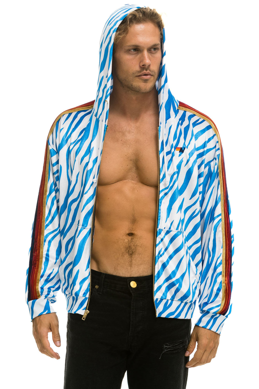 CLASSIC VELVET RELAXED ZIP HOODIE - BLUE TIGER Hoodie Aviator Nation 