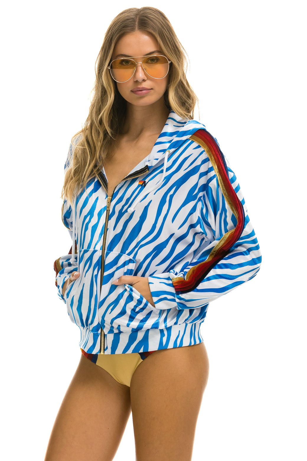 CLASSIC VELVET RELAXED ZIP HOODIE - BLUE TIGER Hoodie Aviator Nation 