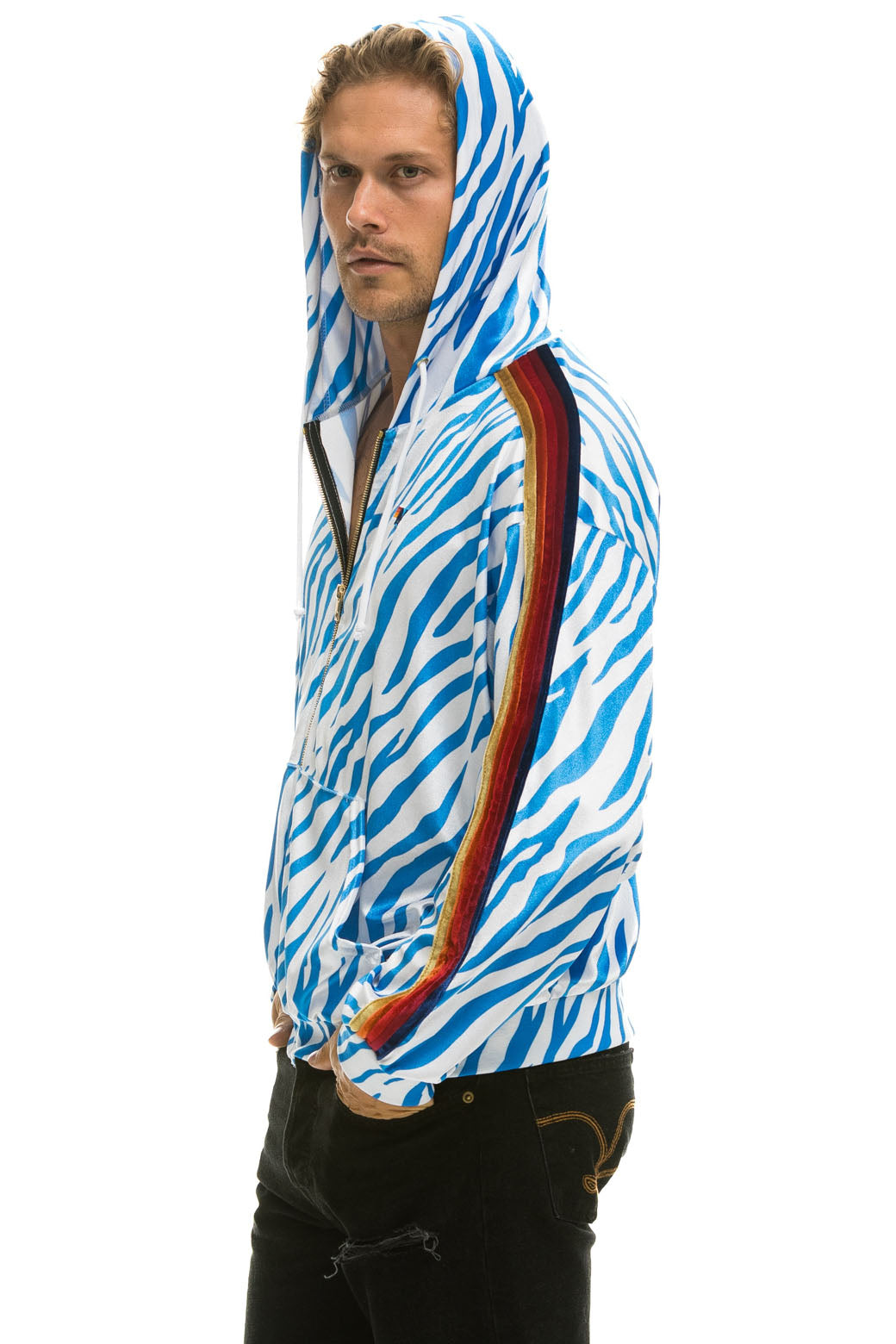 CLASSIC VELVET RELAXED ZIP HOODIE - BLUE TIGER Hoodie Aviator Nation 