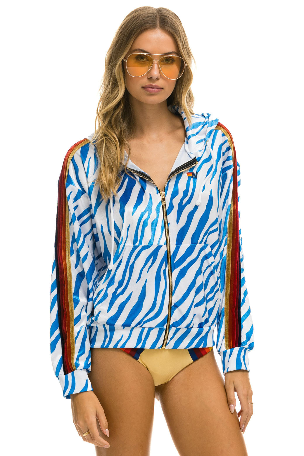 CLASSIC VELVET RELAXED ZIP HOODIE - BLUE TIGER Hoodie Aviator Nation 