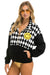 DIAMOND SMILEY 2 EMBROIDERY FLEECE HALF ZIP SWEATSHIRT - BLACK // WHITE Sweatshirt Aviator Nation 