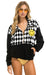 DIAMOND SMILEY 2 EMBROIDERY FLEECE HALF ZIP SWEATSHIRT - BLACK // WHITE Sweatshirt Aviator Nation 