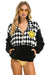 DIAMOND SMILEY 2 EMBROIDERY FLEECE HALF ZIP SWEATSHIRT - BLACK // WHITE Sweatshirt Aviator Nation 