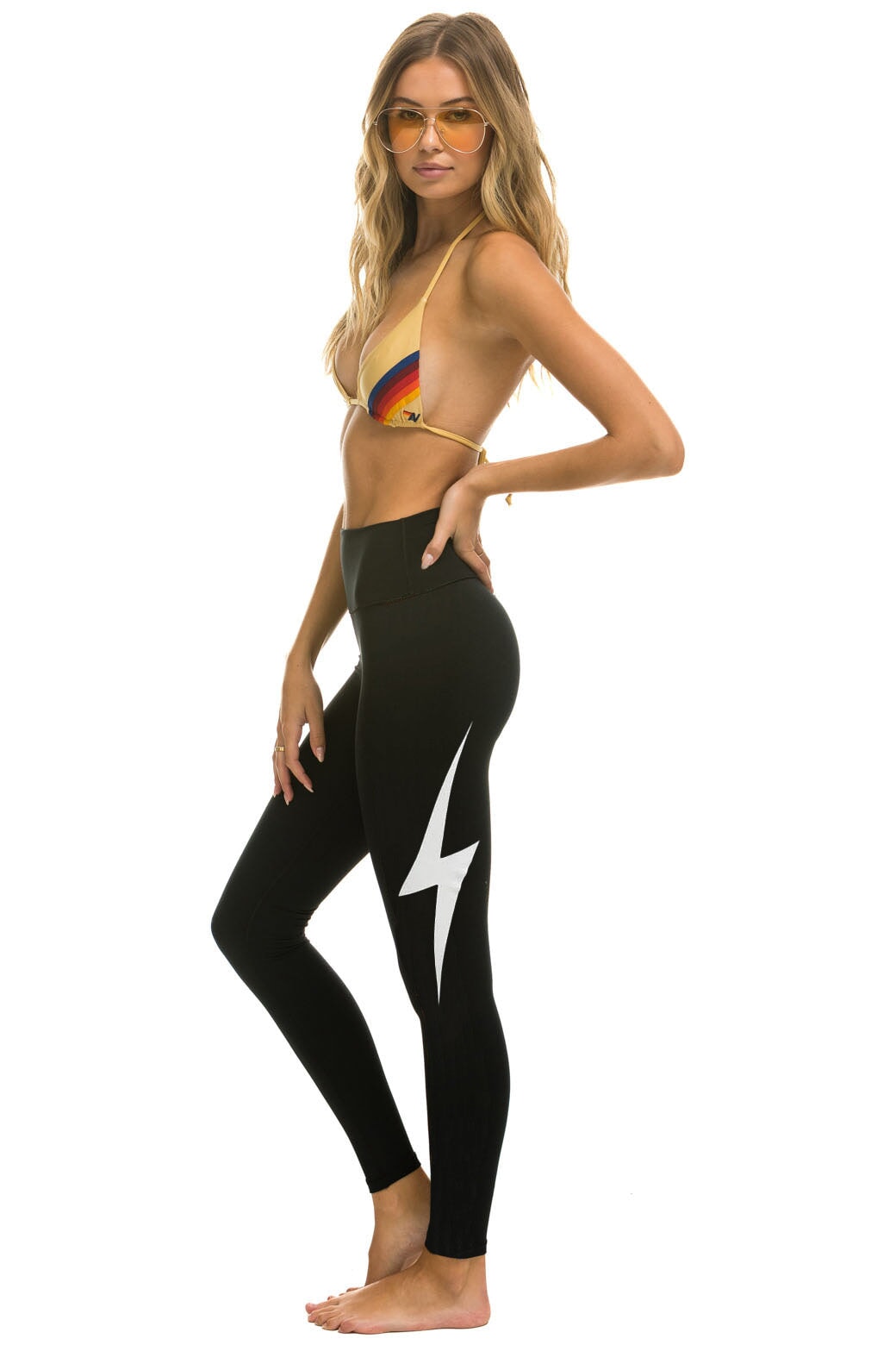 FULL LENGTH HI-RISE BOLT LEGGINGS - BLACK Leggings Aviator Nation 