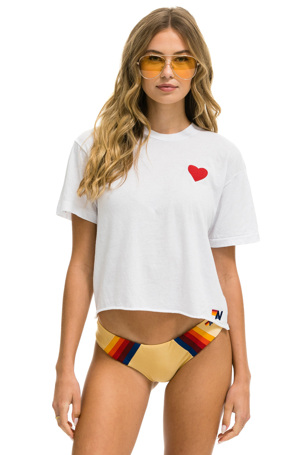 Aviator Nation 2024 Rainbow Embroidered Boyfriend Tee