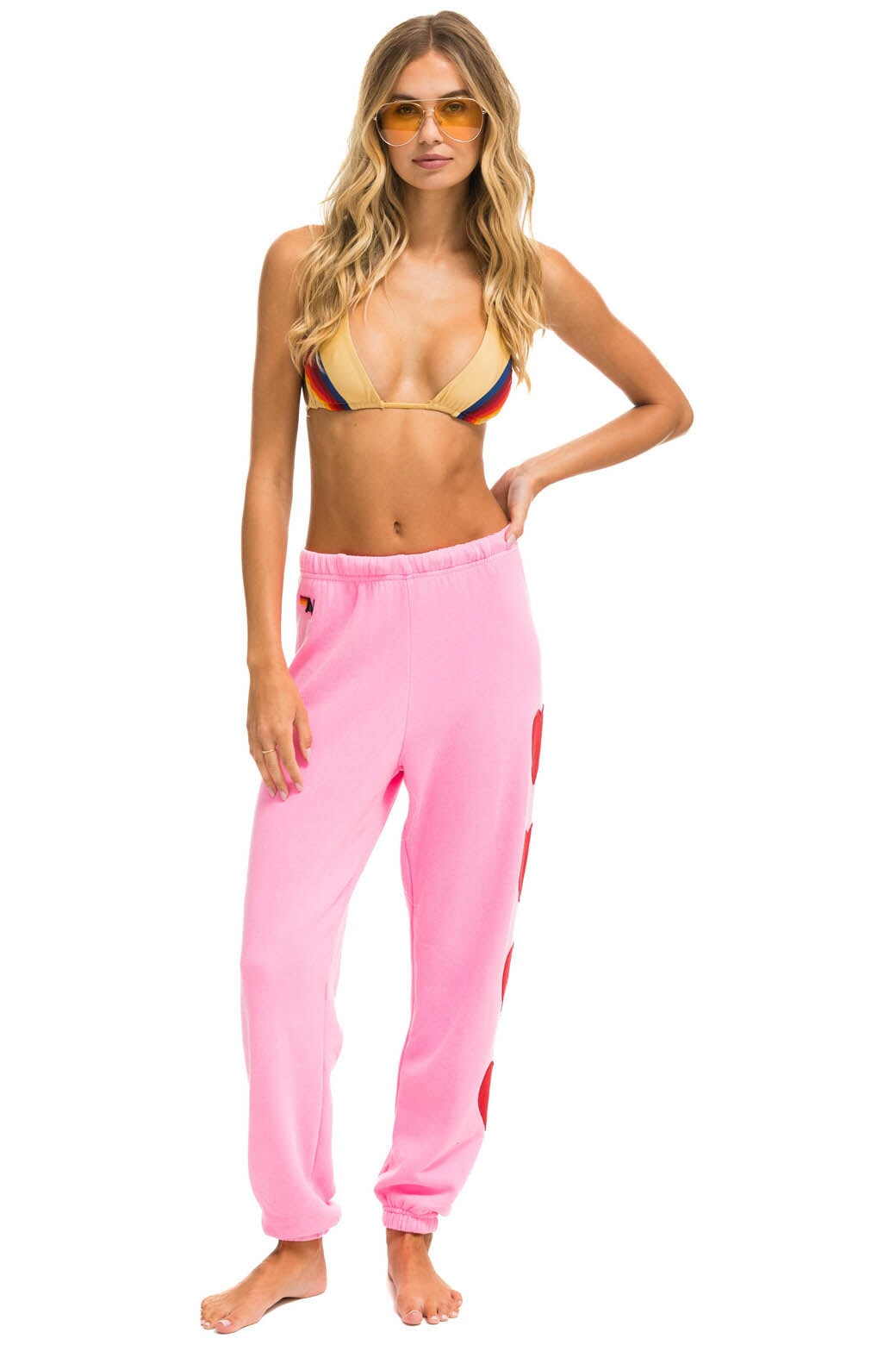 HEART STITCH 4 SWEATPANTS - NEON PINK - Aviator Nation