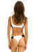 HI-CUT COLOR BLOCK CHEEKY BIKINI BOTTOMS - VINTAGE WHITE // BLACK Swim Aviator Nation 