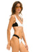 HI-CUT COLOR BLOCK CHEEKY BIKINI BOTTOMS - VINTAGE WHITE // BLACK Swim Aviator Nation 