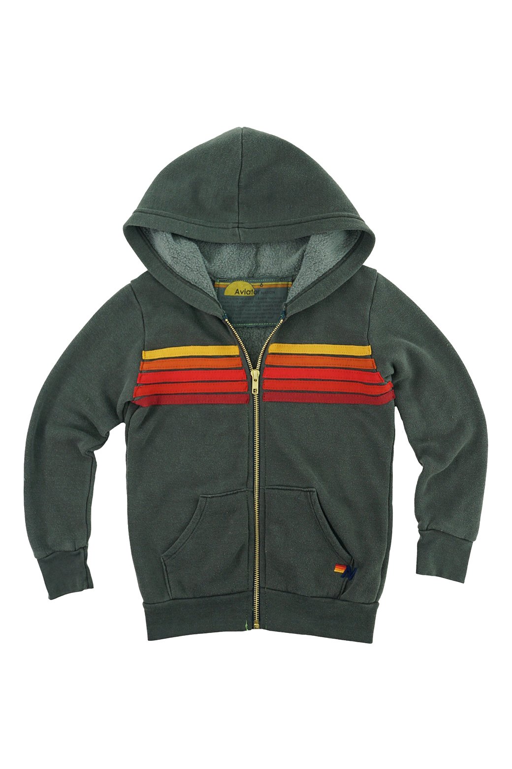 KID&#39;S 5 STRIPE HOODIE - DARK GREY // RAINBOW Kid&#39;s Hoodies Aviator Nation 