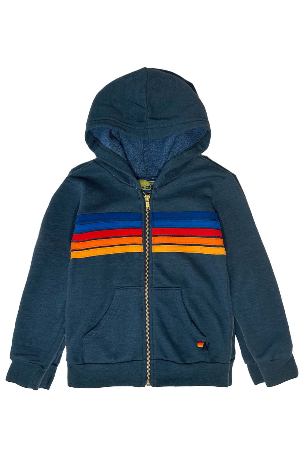 KID'S 5 STRIPE HOODIE - DEEP OCEAN 2 - Aviator Nation