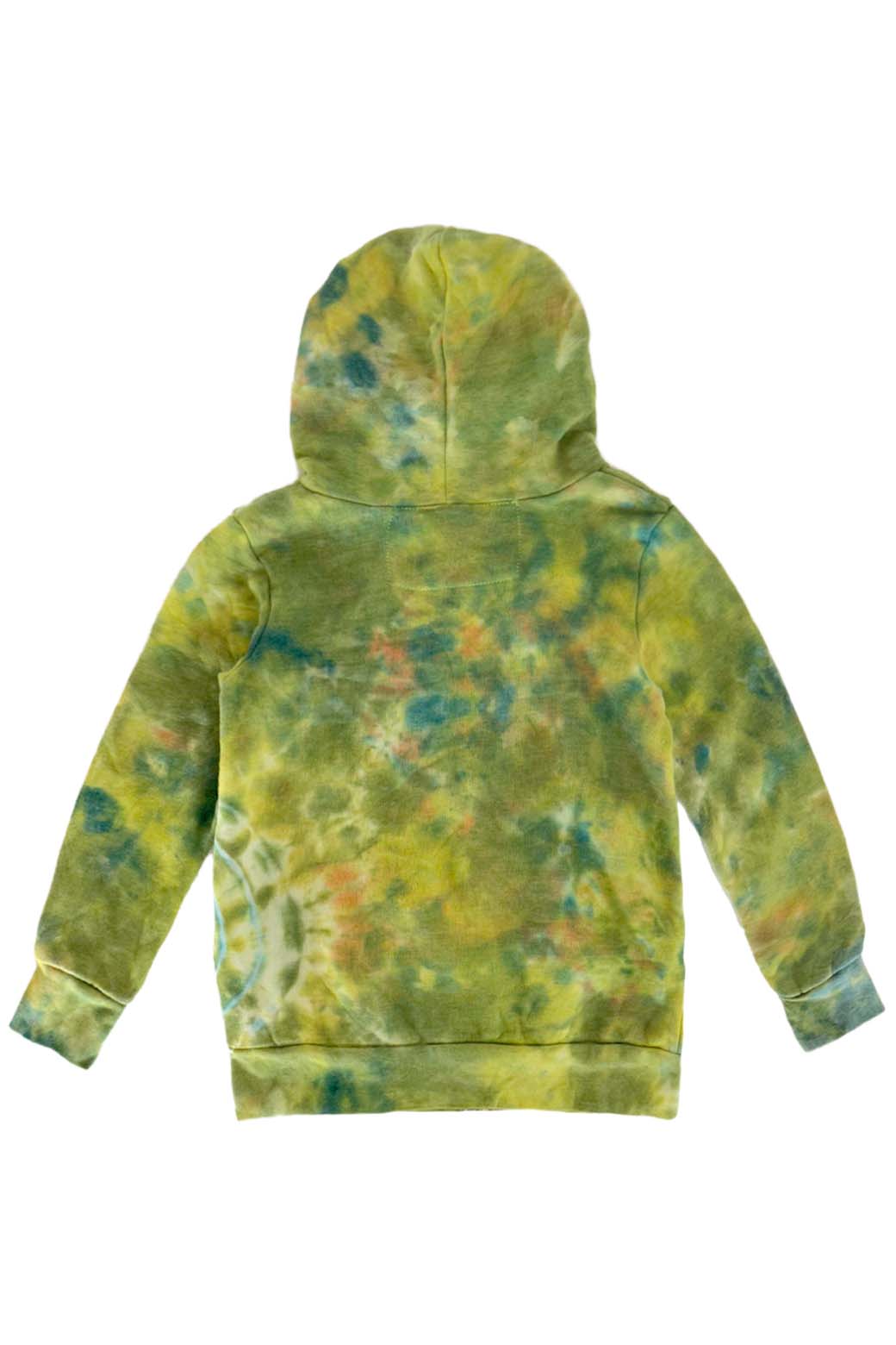 KID'S HAND DYED ZIP HOODIE - TIE DYE GREEN YELLOW - Aviator Nation