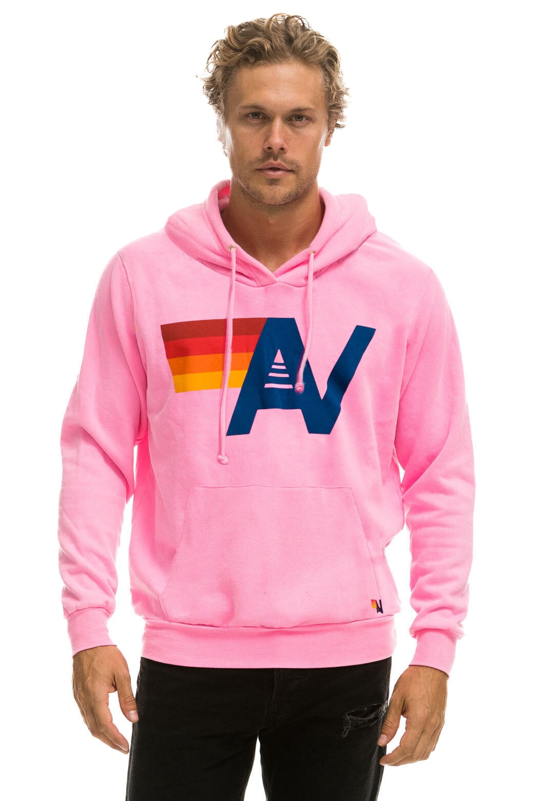 Aviator Nation Logo Embroidery Light Weight Lounger Short - Neon Pink S