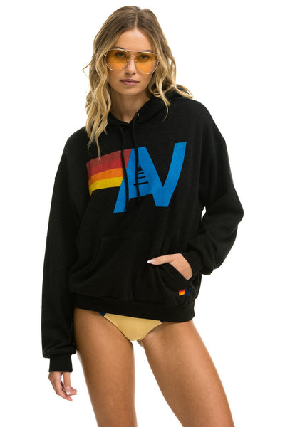 LOGO PULLOVER RELAXED HOODIE - BLACK