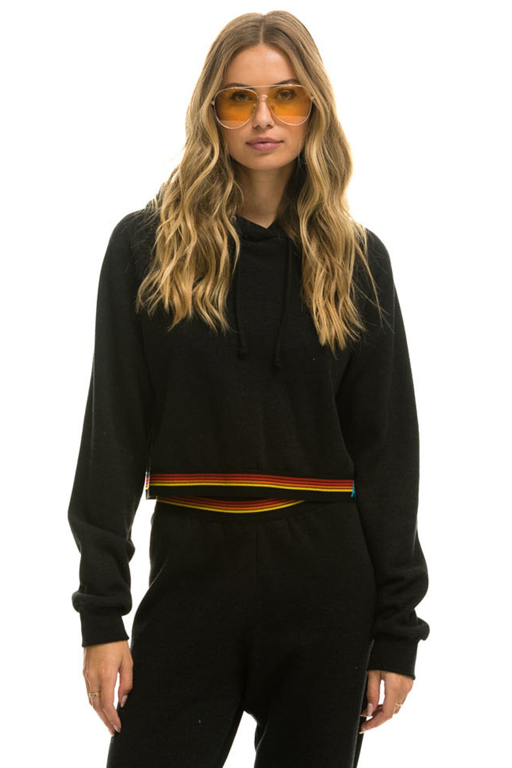 Puma stripe 2025 crop hoodie