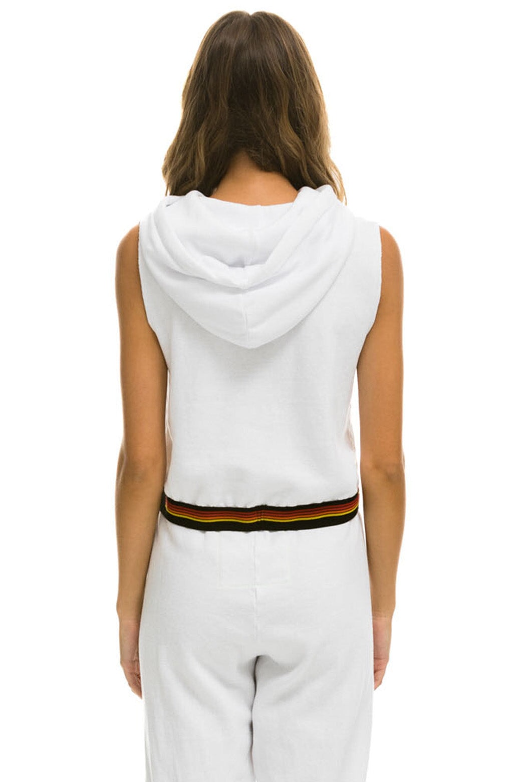 White sleeveless hot sale hoodie women's