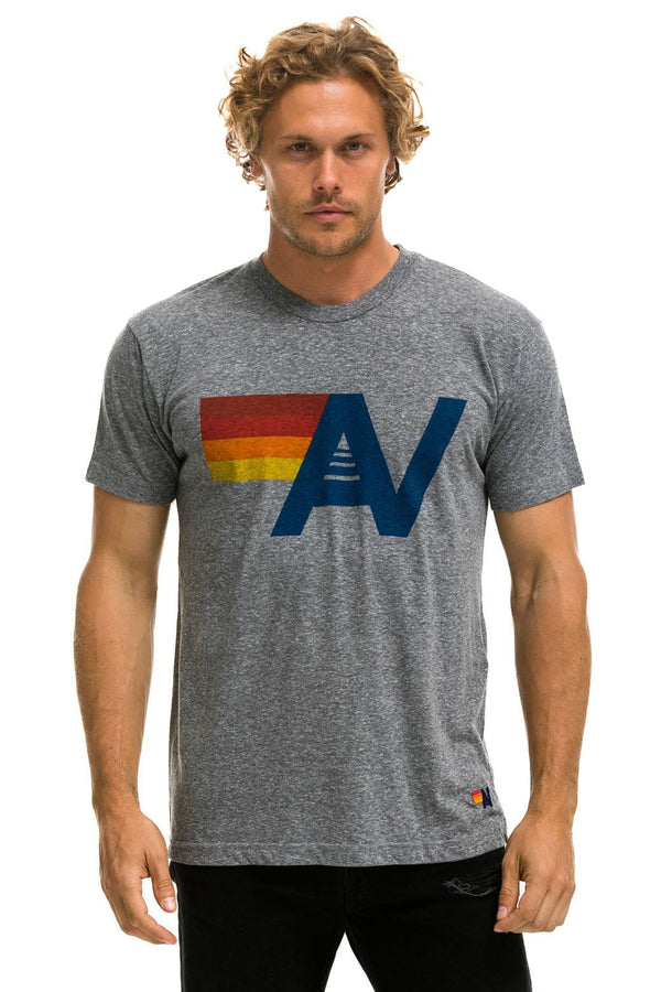 Aviator Nation Women’s TShirt shops grey Rainbow Logo Relaxed Fit Crop Boyfriend S