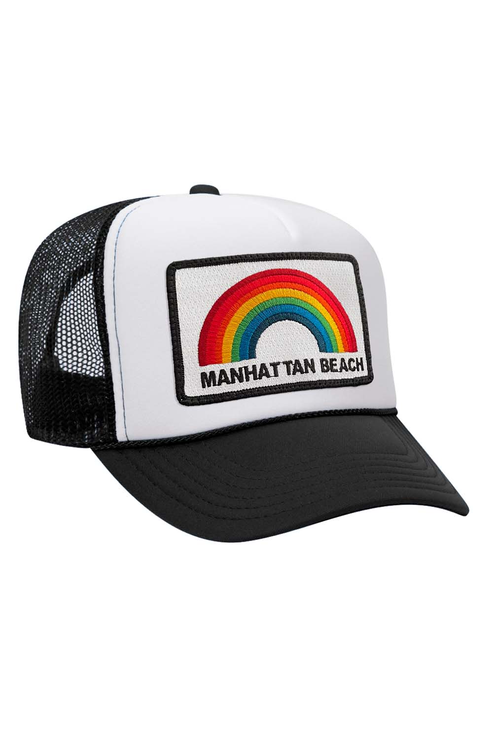 MANHATTAN BEACH RAINBOW TRUCKER HAT HATS Aviator Nation BLACK // WHITE // BLACK 