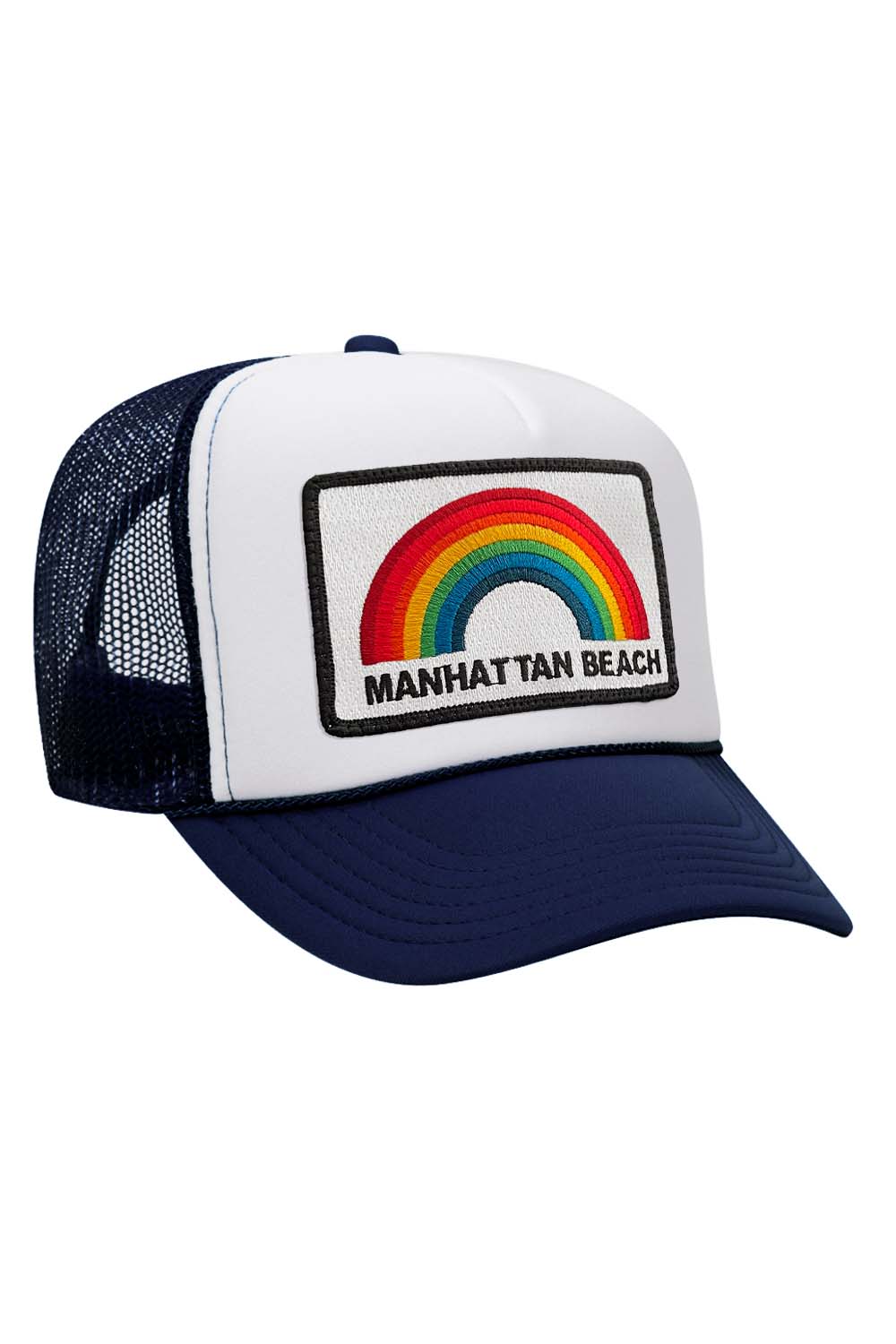 MANHATTAN BEACH RAINBOW TRUCKER HAT HATS Aviator Nation NAVY // WHITE // NAVY 