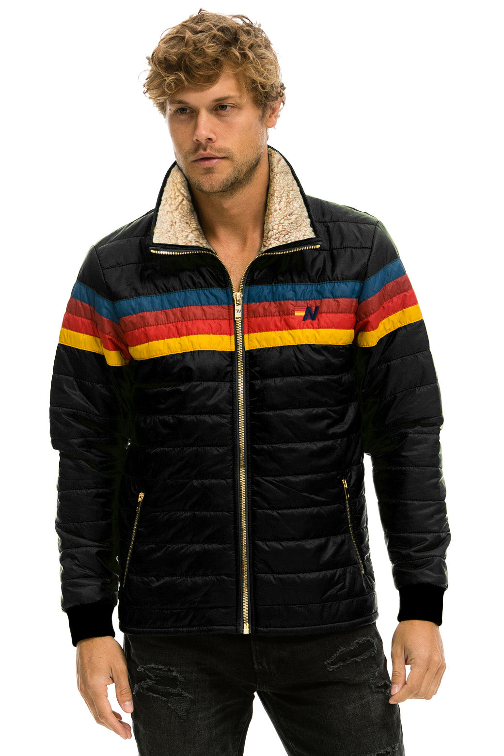 MEN&#39;S 4 STRIPE JACKET - BLACK Jacket Aviator Nation 