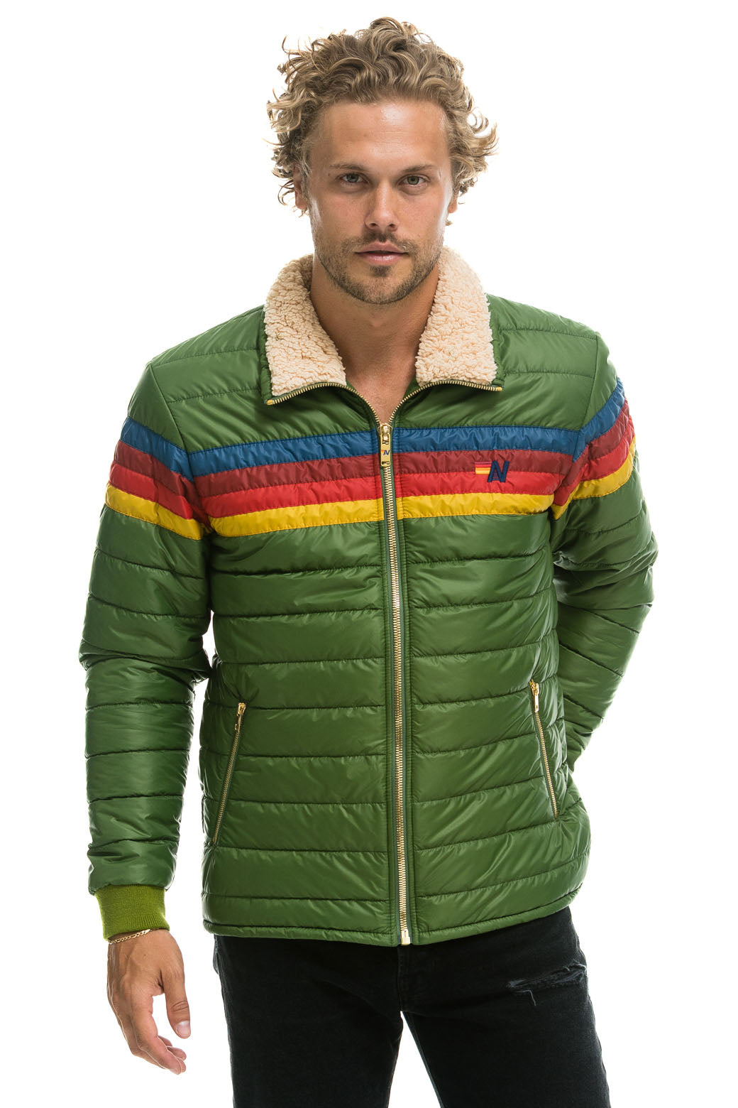 MEN&#39;S 4 STRIPE JACKET - GARDEN GREEN Jacket Aviator Nation 