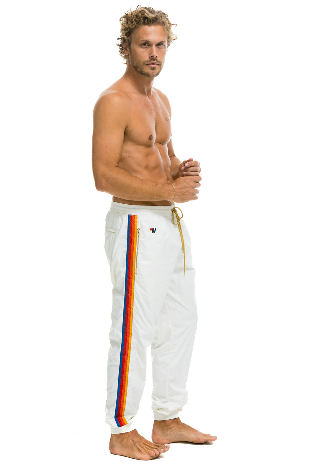 Aviator Nation Men s 4 Stripe Wind Pant White L
