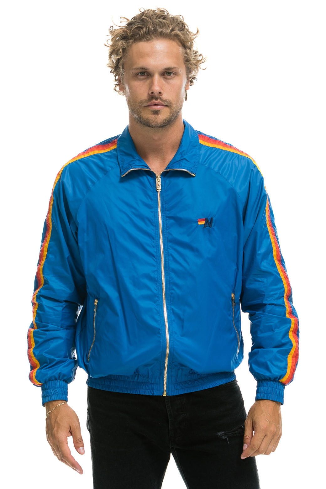 MEN&#39;S 4 STRIPE WINDBREAKER - SNORKEL BLUE Jacket Aviator Nation 