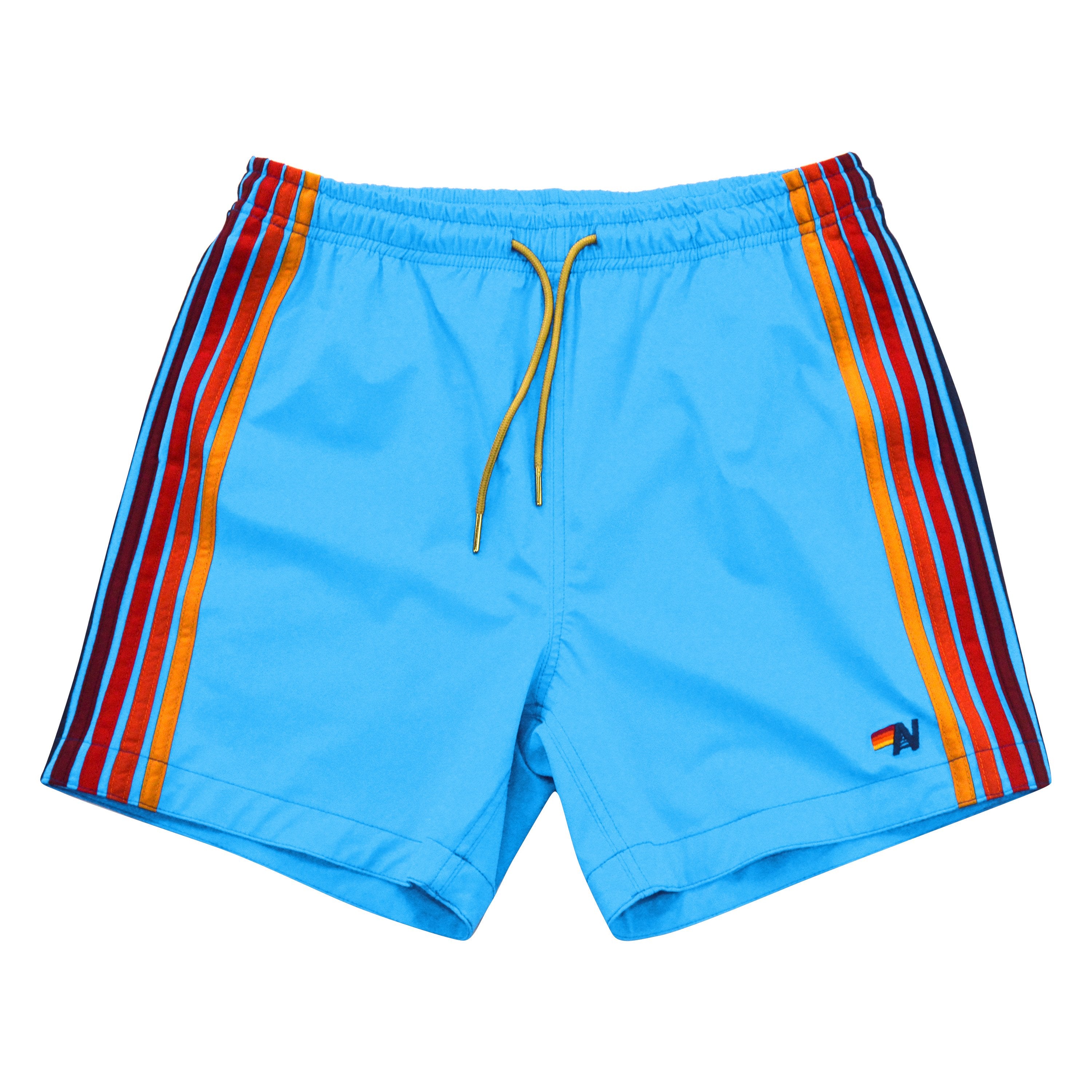 Aviator orders nation board shorts 5 stripe flex rainbow bright teal green blue size M