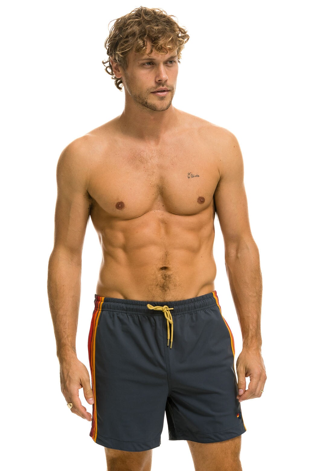 MEN'S 5 STRIPE FLEX SHORTS - TITANIUM Men's Board Shorts Aviator Nation 