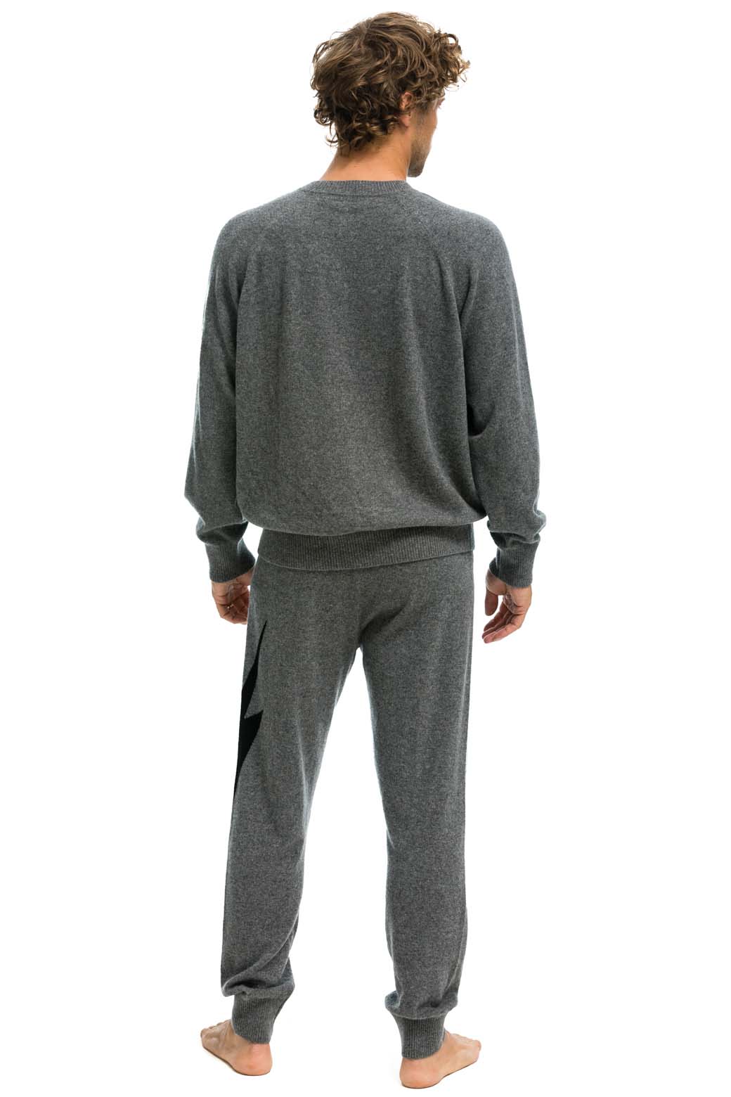 MEN'S BOLT CASHMERE LIGHT SWEATER PANT - DEEP HEATHER // BLACK BOLT Men's Sweatpants Aviator Nation 